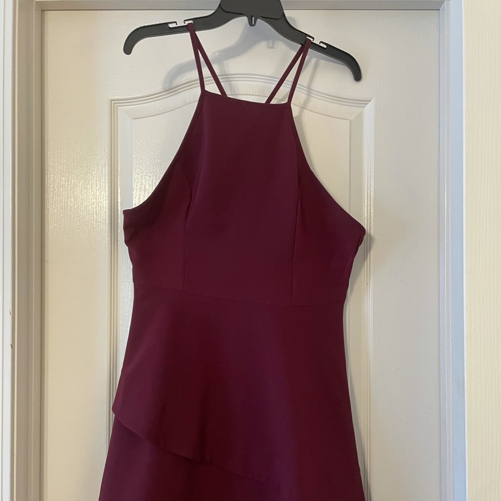 Wine colored high neck dress